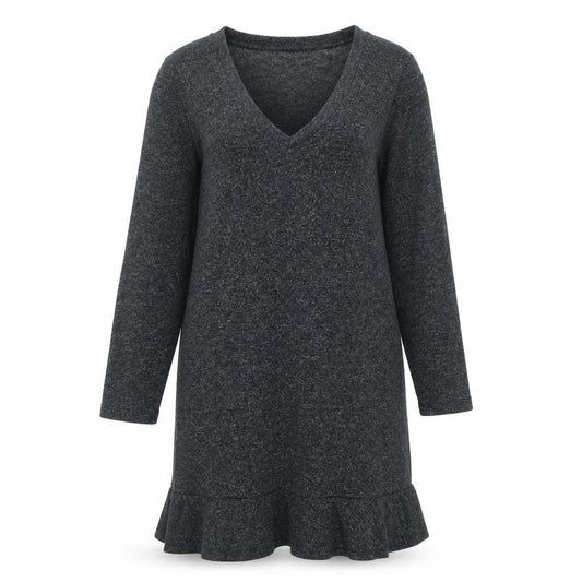 Soaked Womens Black Viscose Jumper Dress Size L V-Neck Pullover