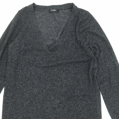 Soaked Womens Black Viscose Jumper Dress Size L V-Neck Pullover