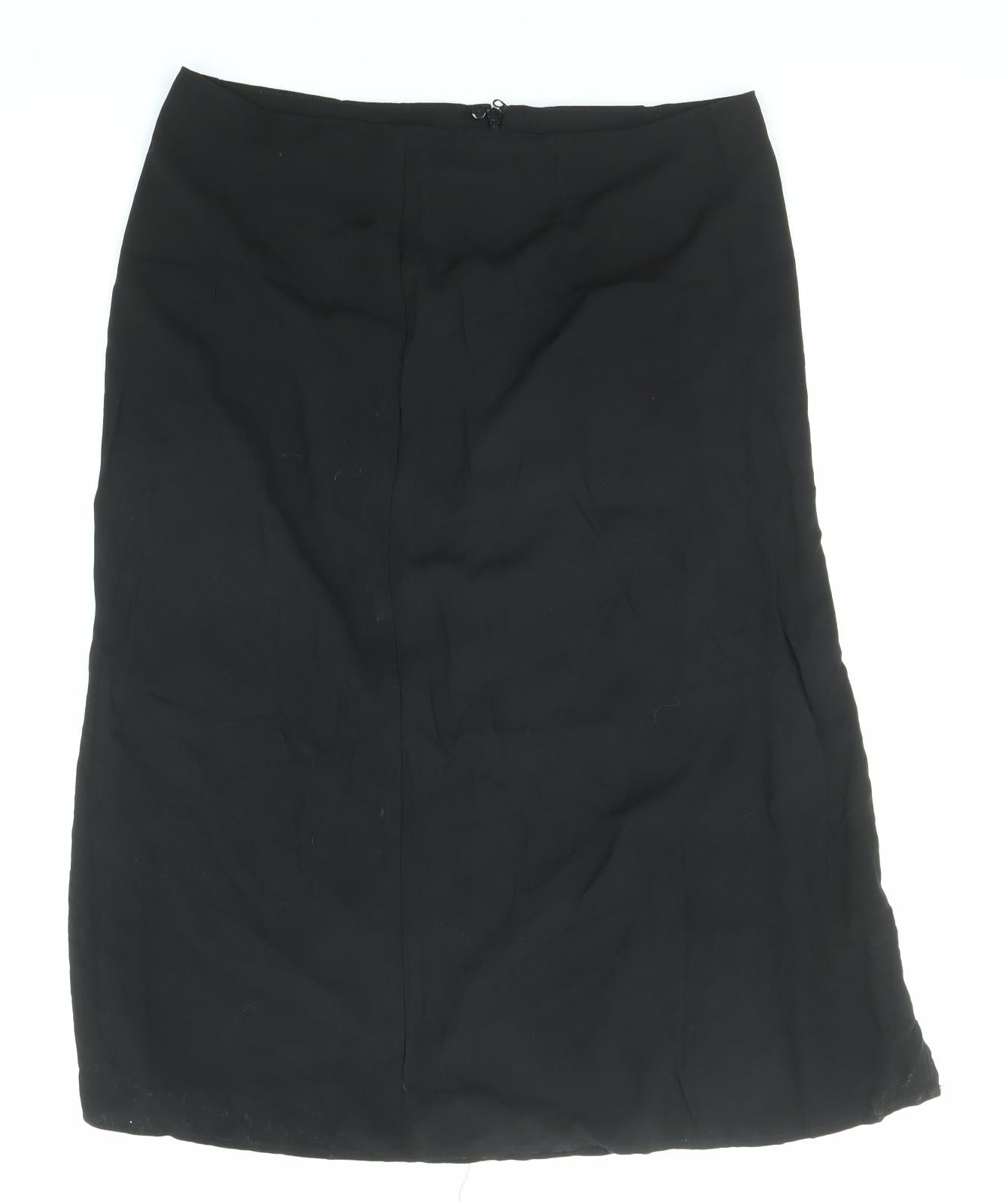 Divided by H&M Womens Black Viscose A-Line Skirt Size 14 Zip
