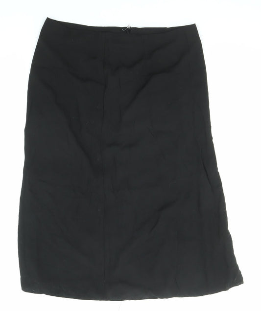 Divided by H&M Womens Black Viscose A-Line Skirt Size 14 Zip
