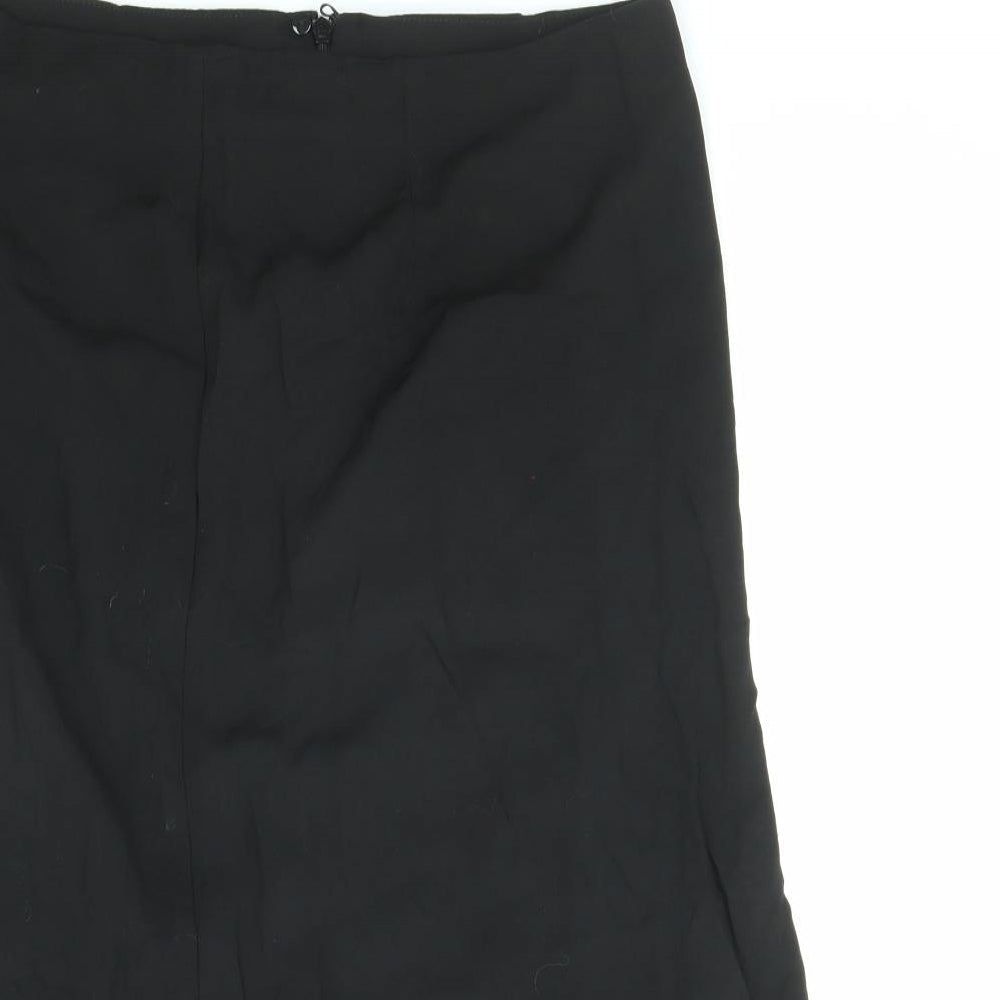Divided by H&M Womens Black Viscose A-Line Skirt Size 14 Zip