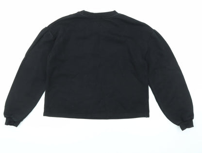 River Island Girls Black Cotton Pullover Sweatshirt Size 11-12 Years Pullover - Weekend