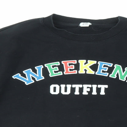 River Island Girls Black Cotton Pullover Sweatshirt Size 11-12 Years Pullover - Weekend