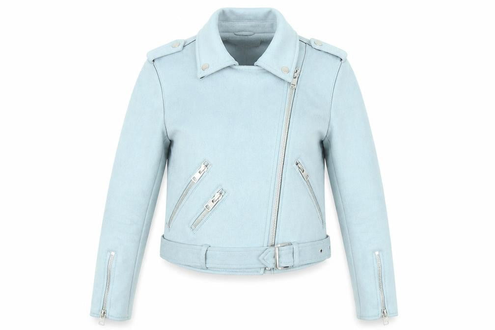 Womens UK Size XS Zara Blue Biker Coat