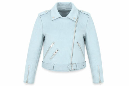 Womens UK Size XS Zara Blue Biker Coat
