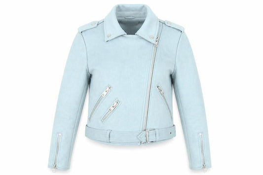 Womens UK Size XS Zara Blue Biker Coat