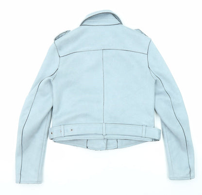 Womens UK Size XS Zara Blue Biker Coat