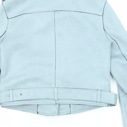 Womens UK Size XS Zara Blue Biker Coat