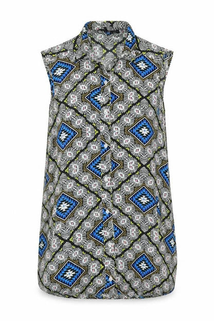 Daisy Street Womens Multicoloured Geometric Viscose Shift Size 8 Collared Button