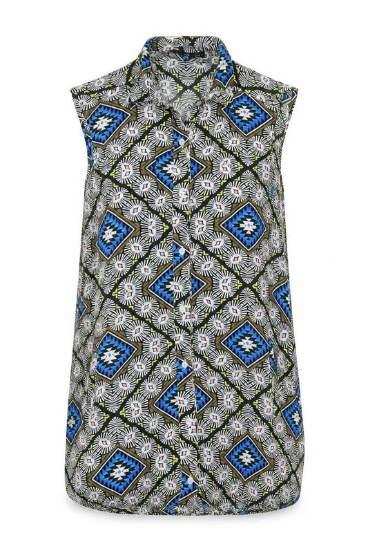 Daisy Street Womens Multicoloured Geometric Viscose Shift Size 8 Collared Button