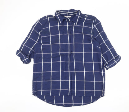 Womens UK Size 14 Marks and Spencer Blue Basic Button-Up