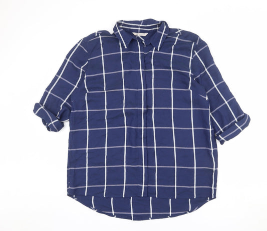 Womens UK Size 14 Marks and Spencer Blue Basic Button-Up