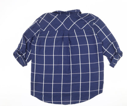 Womens UK Size 14 Marks and Spencer Blue Basic Button-Up