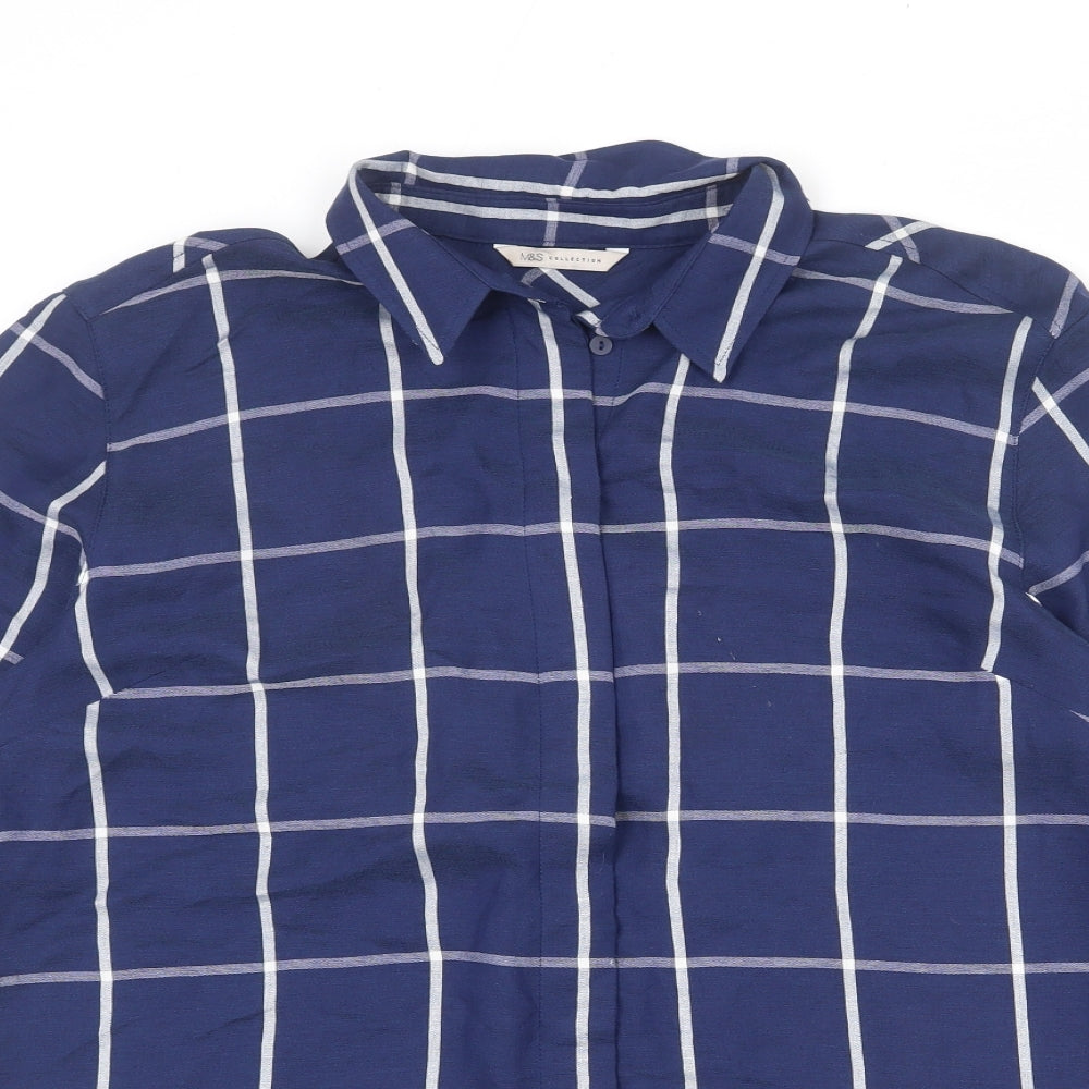 Womens UK Size 14 Marks and Spencer Blue Basic Button-Up