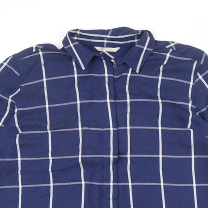 Womens UK Size 14 Marks and Spencer Blue Basic Button-Up