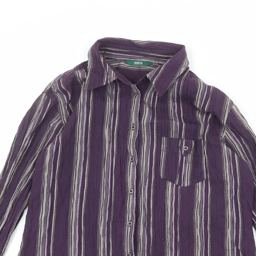 Womens UK Size 12 Marks and Spencer Purple Basic Button-Up
