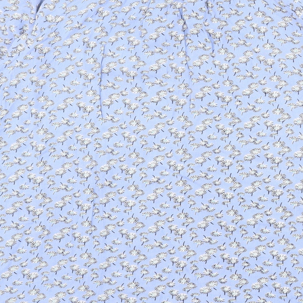 Autonomy Womens Blue Floral Viscose Basic Blouse Size M V-Neck