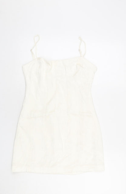 Zara Womens Ivory Polyester Mini Size M Round Neck Zip