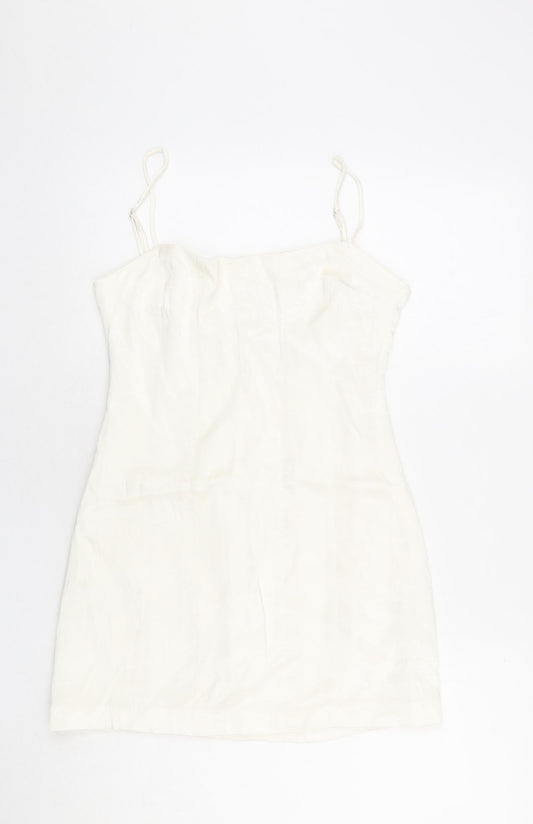 Zara Womens Ivory Polyester Mini Size M Round Neck Zip