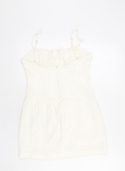 Zara Womens Ivory Polyester Mini Size M Round Neck Zip