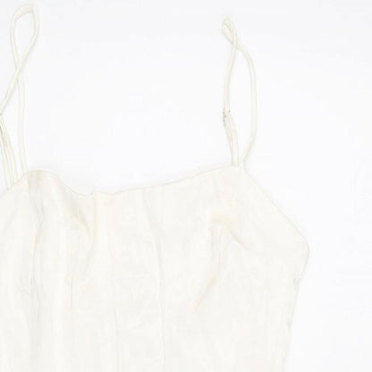Zara Womens Ivory Polyester Mini Size M Round Neck Zip