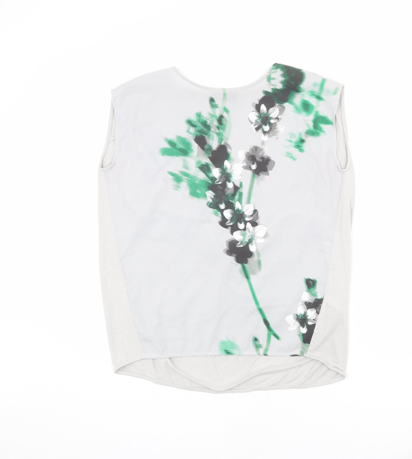 Autograph Womens Grey Floral Polyester Basic Blouse Size 12 Round Neck