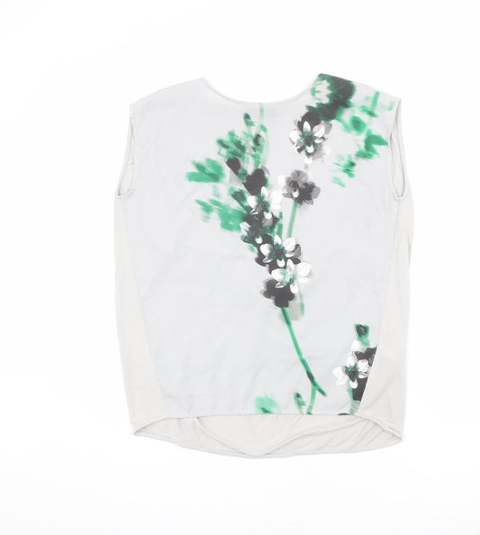 Autograph Womens Grey Floral Polyester Basic Blouse Size 12 Round Neck