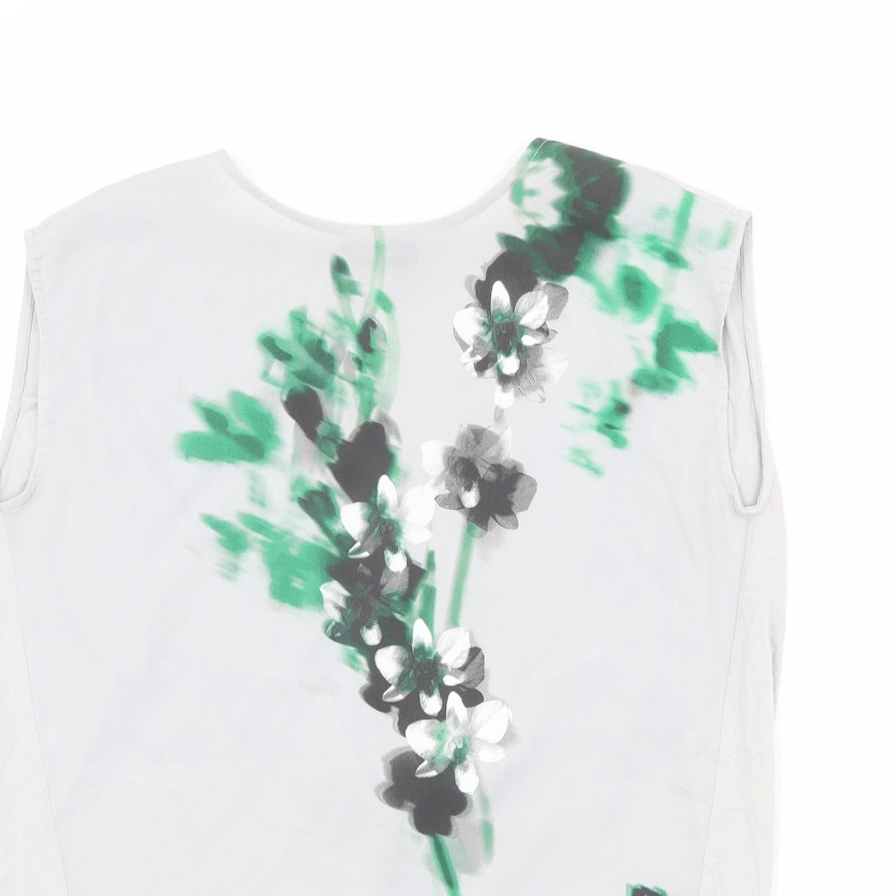 Autograph Womens Grey Floral Polyester Basic Blouse Size 12 Round Neck