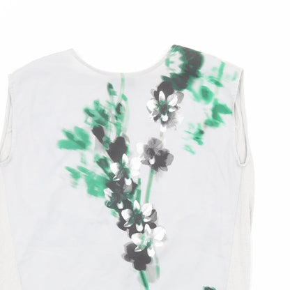 Autograph Womens Grey Floral Polyester Basic Blouse Size 12 Round Neck