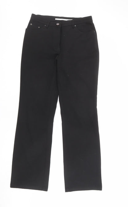 Bisón Womens Black Polyester Trousers Size 12 L31 in Regular Zip