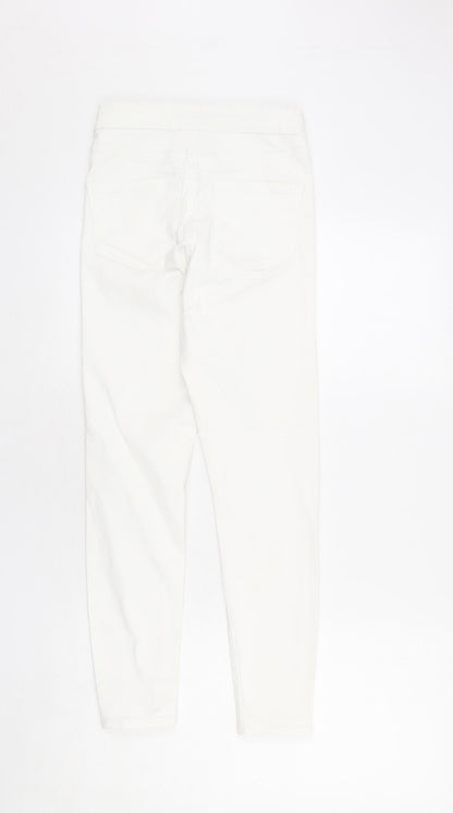 Denim & Co. Womens White Cotton Skinny Jeans Size 8 L28 in Regular Zip