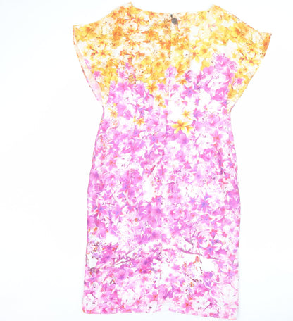 Damsel in a Dress Womens Multicoloured Floral Polyester Sheath Size 12 V-Neck Zip