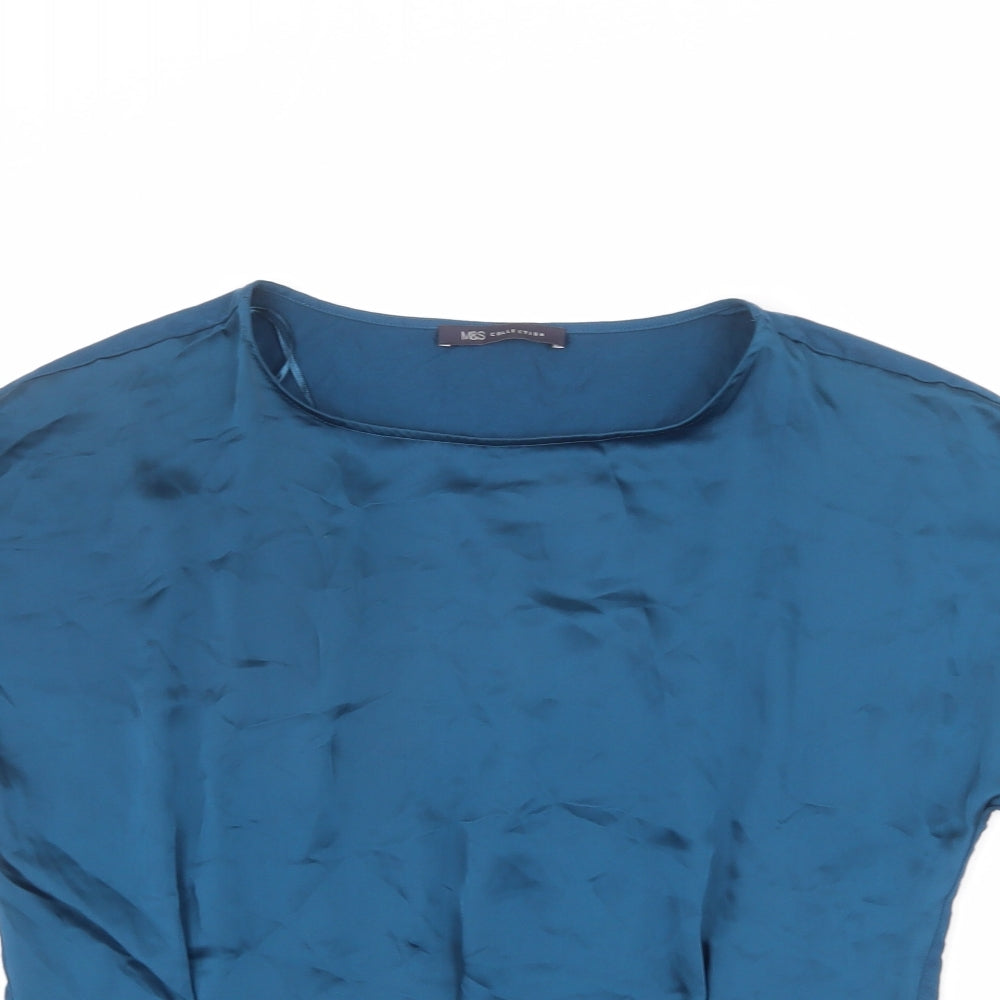 Womens UK Size 12 Marks and Spencer Blue Basic Blouse