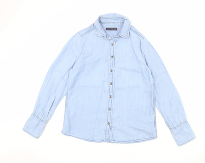 Womens UK Size 10 Marks and Spencer Blue Basic Button-Up
