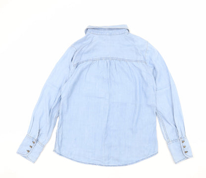 Womens UK Size 10 Marks and Spencer Blue Basic Button-Up