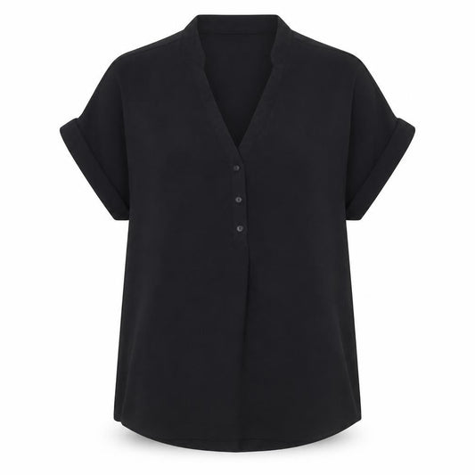 New Look Womens Black Polyester Basic Blouse Size 6 V-Neck