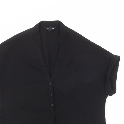 New Look Womens Black Polyester Basic Blouse Size 6 V-Neck
