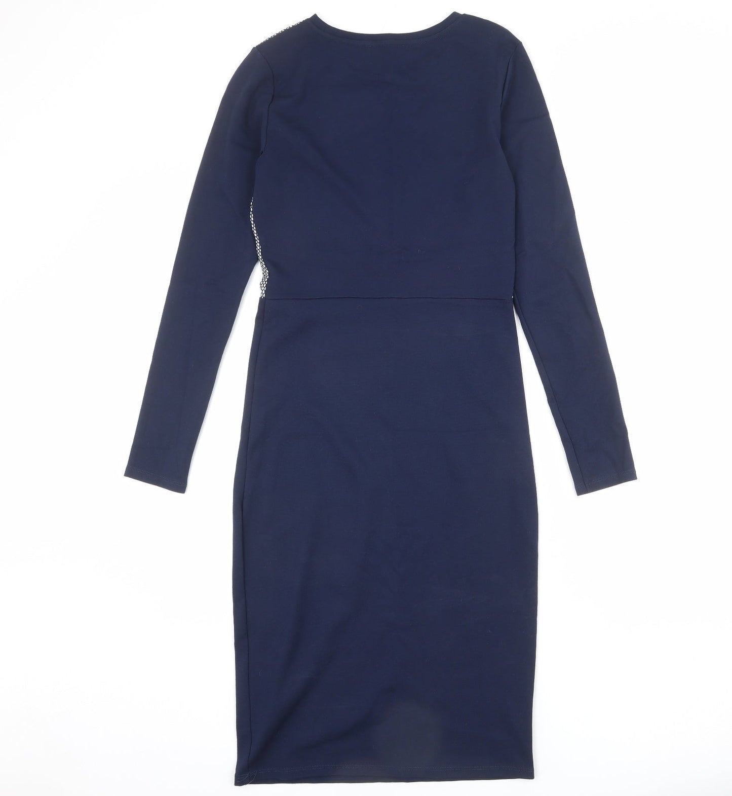 Limited Edition Womens Blue Geometric Viscose Sheath Size 8 Round Neck Pullover