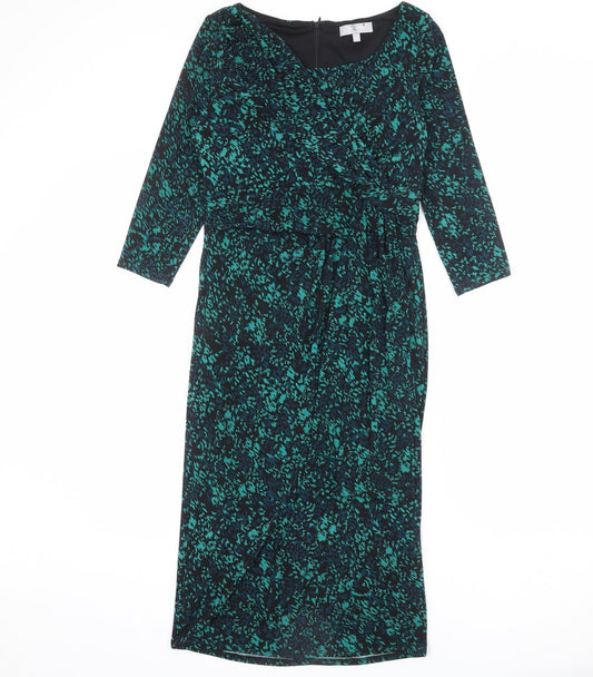 Per Una Womens Multicoloured Geometric Polyester Sheath Size 8 Boat Neck Zip