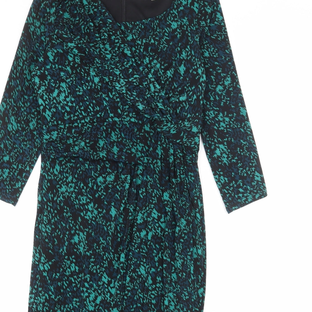 Per Una Womens Multicoloured Geometric Polyester Sheath Size 8 Boat Neck Zip