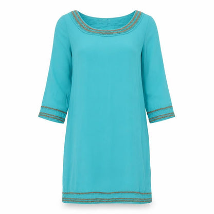 Monsoon Womens Green Polyester Shift Size 8 Boat Neck Pullover - Embellished