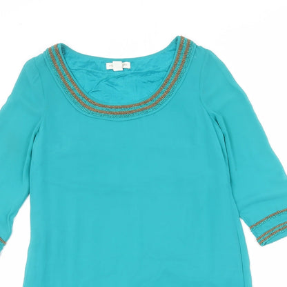 Monsoon Womens Green Polyester Shift Size 8 Boat Neck Pullover - Embellished