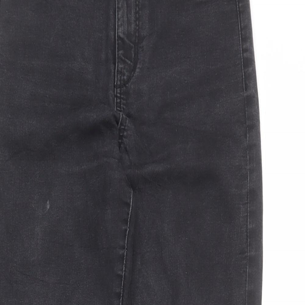 Saint Tropez Clothing Womens Black Cotton Straight Jeans Size XS L26 in Regular Zip - Raw Hem