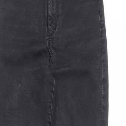 Saint Tropez Clothing Womens Black Cotton Straight Jeans Size XS L26 in Regular Zip - Raw Hem