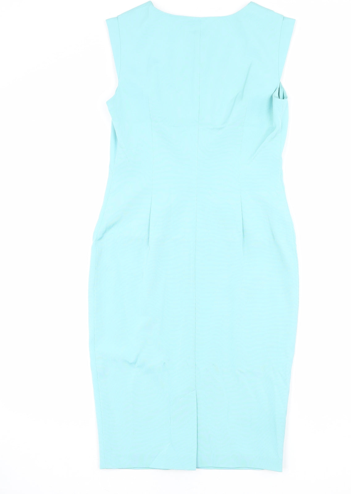 Per Una Womens Blue Acetate Shift Size 8 Round Neck Zip