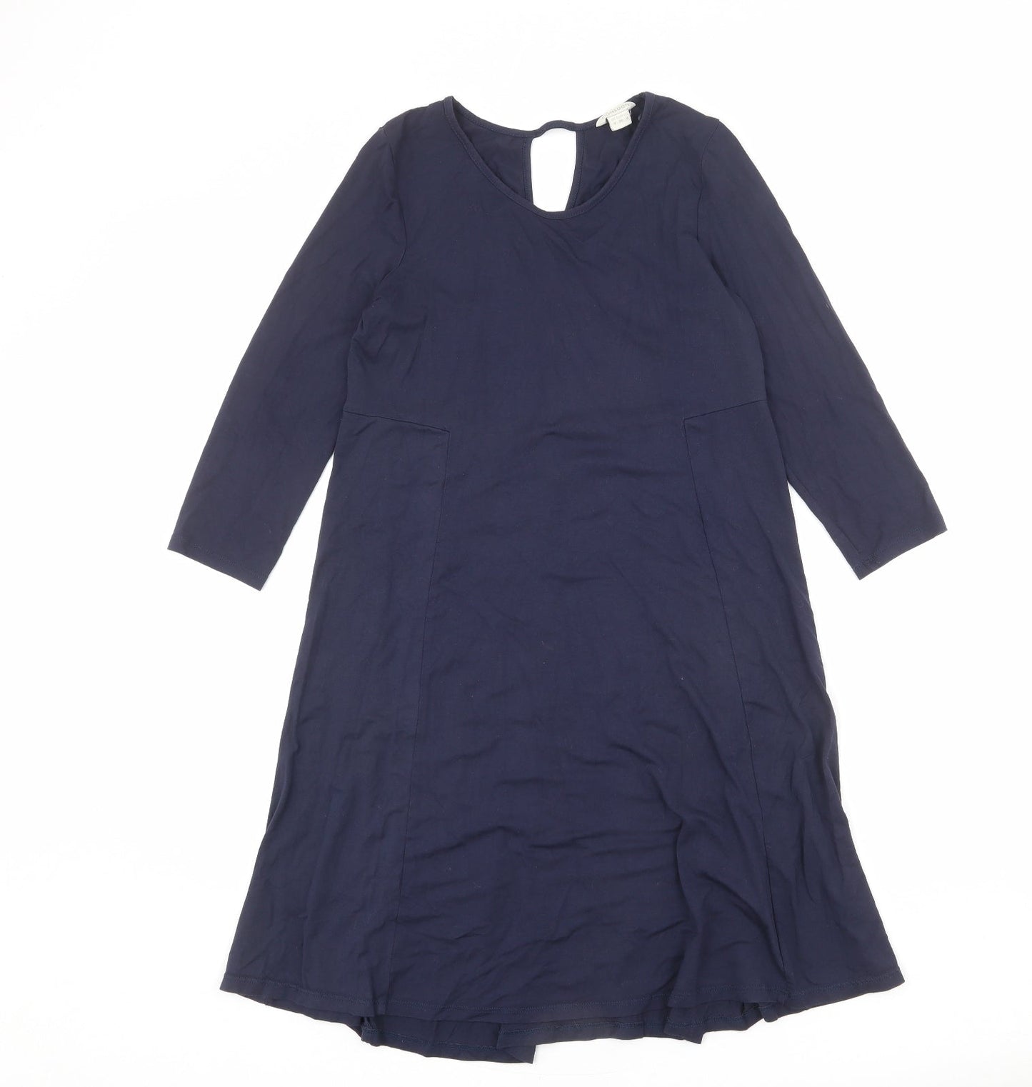 Monsoon Womens Blue Viscose A-Line Size 8 Round Neck Pullover