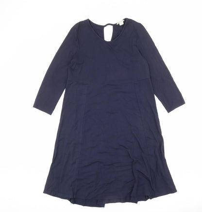 Monsoon Womens Blue Viscose A-Line Size 8 Round Neck Pullover