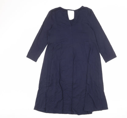 Monsoon Womens Blue Viscose A-Line Size 8 Round Neck Pullover