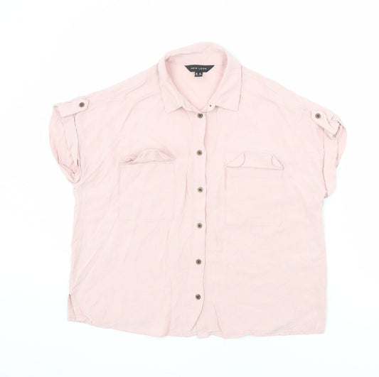 Womens UK Size 10 New Look Pink Basic Button-Up