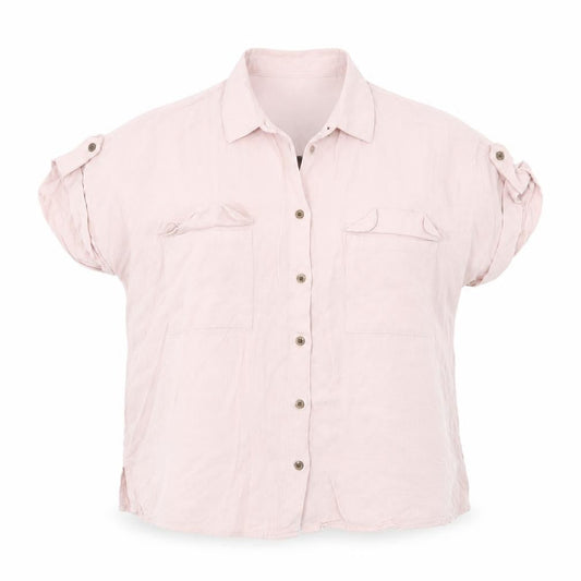Womens UK Size 10 New Look Pink Basic Button-Up